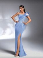 SD 3168 One-Shoulder Sequin Mermaid Evening Gown – Thigh-High Slit - Image 8
