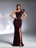 SD 3168 One-Shoulder Sequin Mermaid Evening Gown – Thigh-High Slit - Image 2