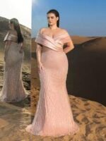 SD3290 Off-Shoulder Beaded Mermaid Gown