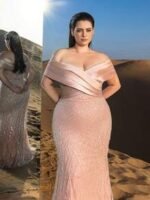 SD3290 Off-Shoulder Beaded Mermaid Gown - Image 2