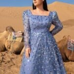 SD3282 Lace-Up Back Beaded Sequin Embellished Gown