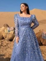 SD3282 Lace-Up Back Beaded Sequin Embellished Gown