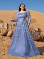 SD3282 Lace-Up Back Beaded Sequin Embellished Gown - Image 2