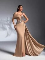 SD3265 Rhinestone Strap Pearl & Sequin High Slit Gown - Image 17