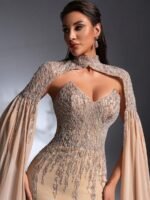 SD3269 Detachable 2-Piece Beaded Tube Top & Chiffon Gown