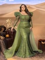 SD3286 Square-Neck Long-Sleeve Fish-Tail Gown - Image 7