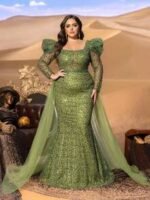 SD3286 Square-Neck Long-Sleeve Fish-Tail Gown - Image 10