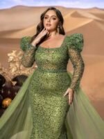 SD3286 Square-Neck Long-Sleeve Fish-Tail Gown - Image 8