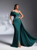 SD3265 Rhinestone Strap Pearl & Sequin High Slit Gown - Image 10