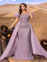 SD3287 Strapless Floral Ruffle Tulle Gown - Image 7