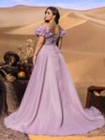 SD3287 Strapless Floral Ruffle Tulle Gown - Image 4