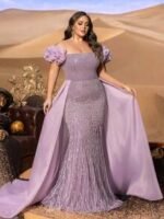 SD3287 Strapless Floral Ruffle Tulle Gown - Image 9