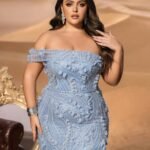 SD3281 One-Shoulder Floral Applique Mermaid Gown