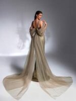 SD3268 Olive Green Sequin Beaded Ruffle Mermaid Gown - Image 4