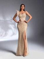 SD3277 Exaggerated Shoulder Sequined Mermaid Gown - Image 7