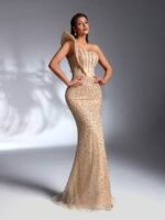 SD3277 Exaggerated Shoulder Sequined Mermaid Gown - Image 5