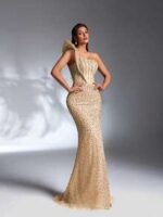 SD3277 Exaggerated Shoulder Sequined Mermaid Gown - Image 12