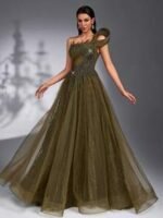 SD3266 Beaded Rhinestone Lace & Mesh Maxi Gown - Image 7