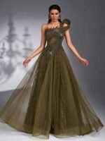 SD3266 Beaded Rhinestone Lace & Mesh Maxi Gown - Image 8