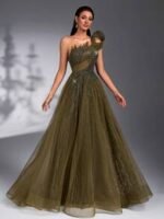 SD3266 Beaded Rhinestone Lace & Mesh Maxi Gown - Image 6