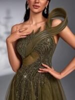 SD3266 Beaded Rhinestone Lace & Mesh Maxi Gown