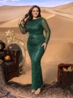 SD3283 Long Sleeve Sequin Mermaid Gown With Beaded Accents - Image 8