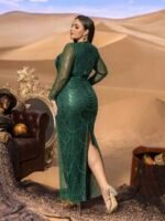 SD3283 Long Sleeve Sequin Mermaid Gown With Beaded Accents - Image 9