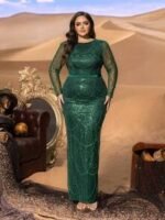 SD3283 Long Sleeve Sequin Mermaid Gown With Beaded Accents - Image 5