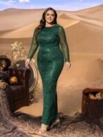 SD3283 Long Sleeve Sequin Mermaid Gown With Beaded Accents - Image 7
