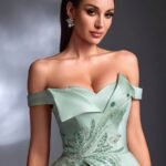 SD3263 One-Shoulder Satin & Mesh A-Line Gown