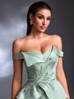 SD3263 One-Shoulder Satin & Mesh A-Line Gown
