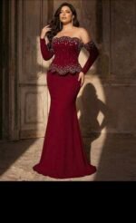 SD3275 Ruby Royale Embellished Off-Shoulder Evening Gown - Image 6