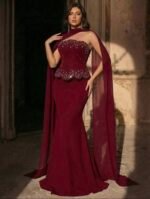 SD3275 Ruby Royale Embellished Off-Shoulder Evening Gown - Image 2
